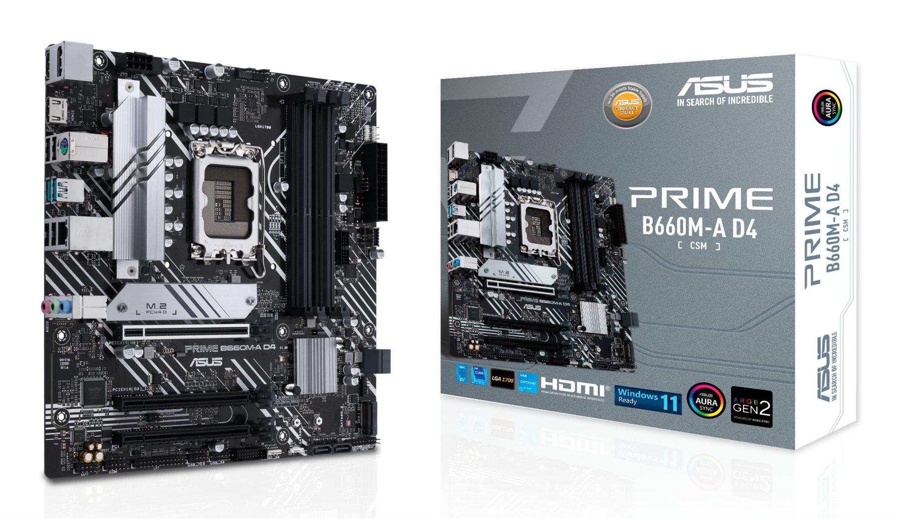 Placa Base Asus Prime B660m-A D4-Csm/ Socket 1700/ DDR4/ PCIe 4.0/ Micro Atx