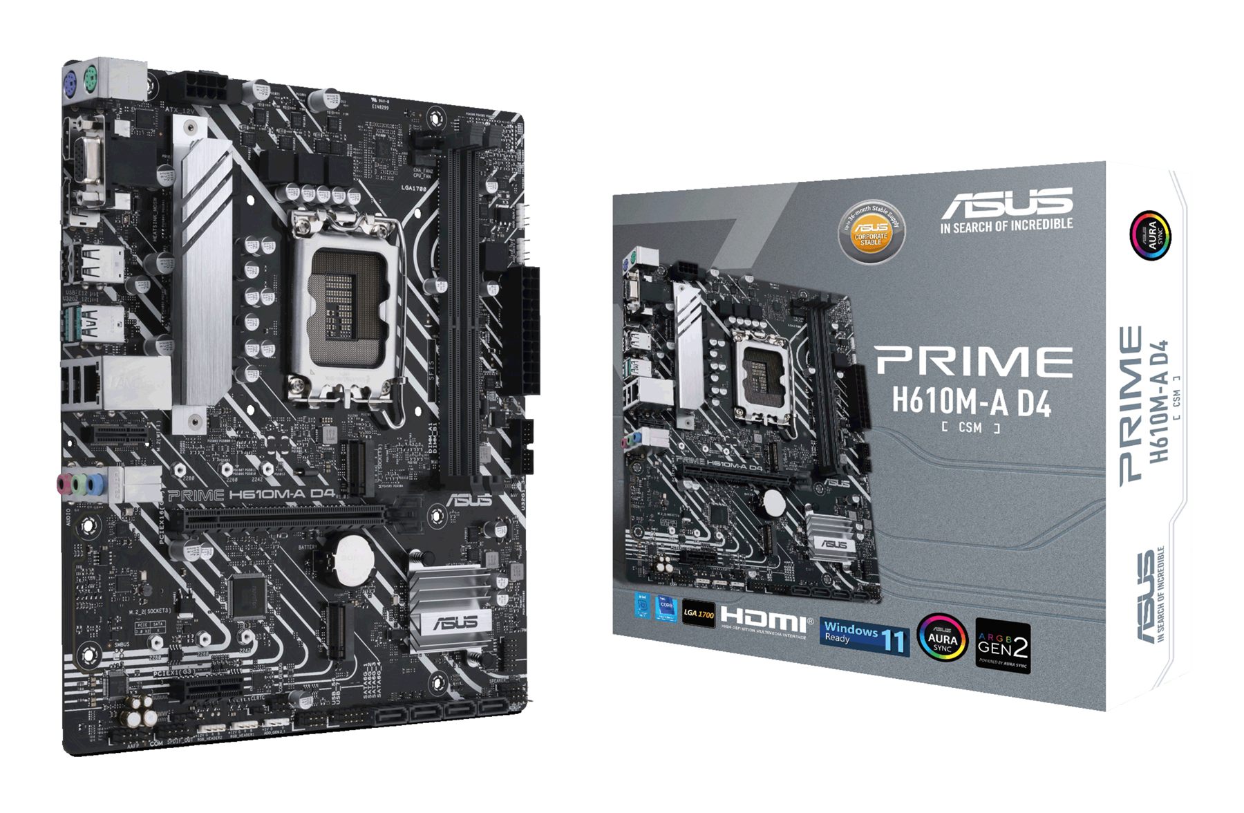 Placa Base Asus Prime H610m-A D4-Csm/ Socket 1700/ DDR4/ PCIe 4.0/ Micro Atx
