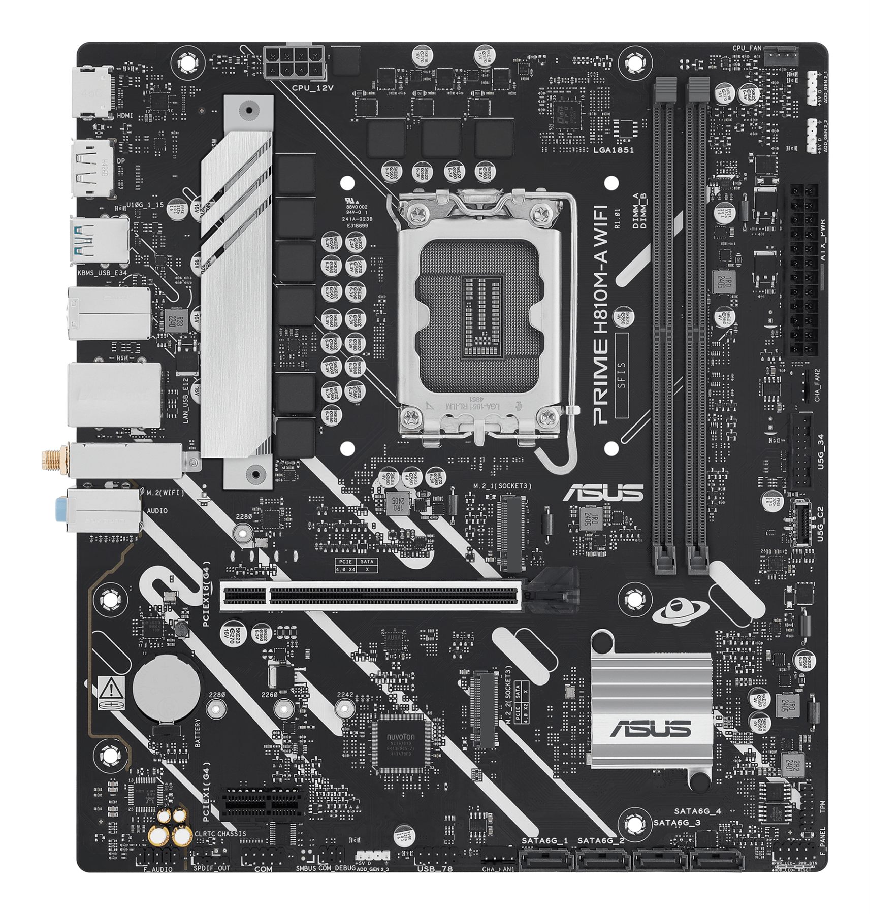 Placa Base Asus Prime H810m-A Wifi Socket 1851/ DDR5/ PCIe 4.0/ Micro Atx
