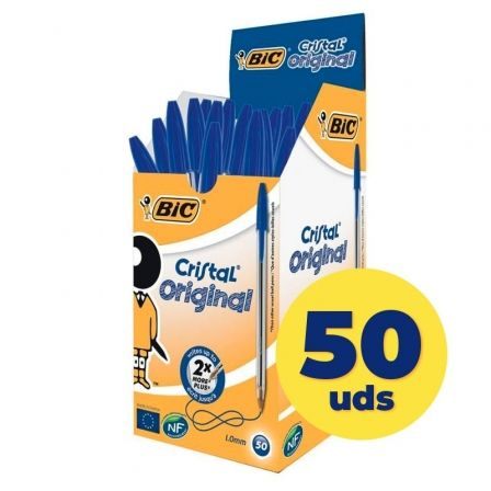 Caja De Bolígrafos De Tinta De Aceite Bic Cristal Original 8373609/ 50 Unidades/ Azules