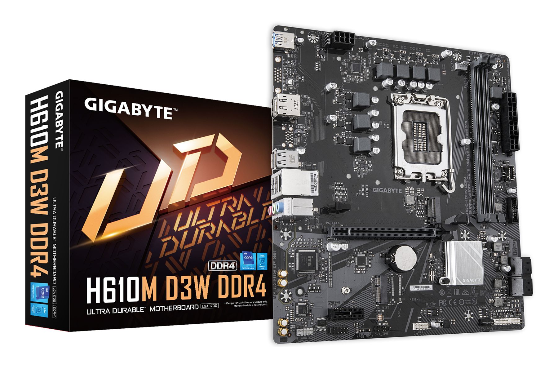 Placa Base Gigabyte H610m D3 w Drr4 Socket 1700/ DDR4/ PCIe 4.0/ Micro Atx