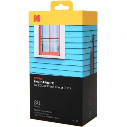 Papel Fotográfico + Cartuchos Para Kodak Dock Pd450 Y Kd600/ 4"X6"/ 80 Hojas