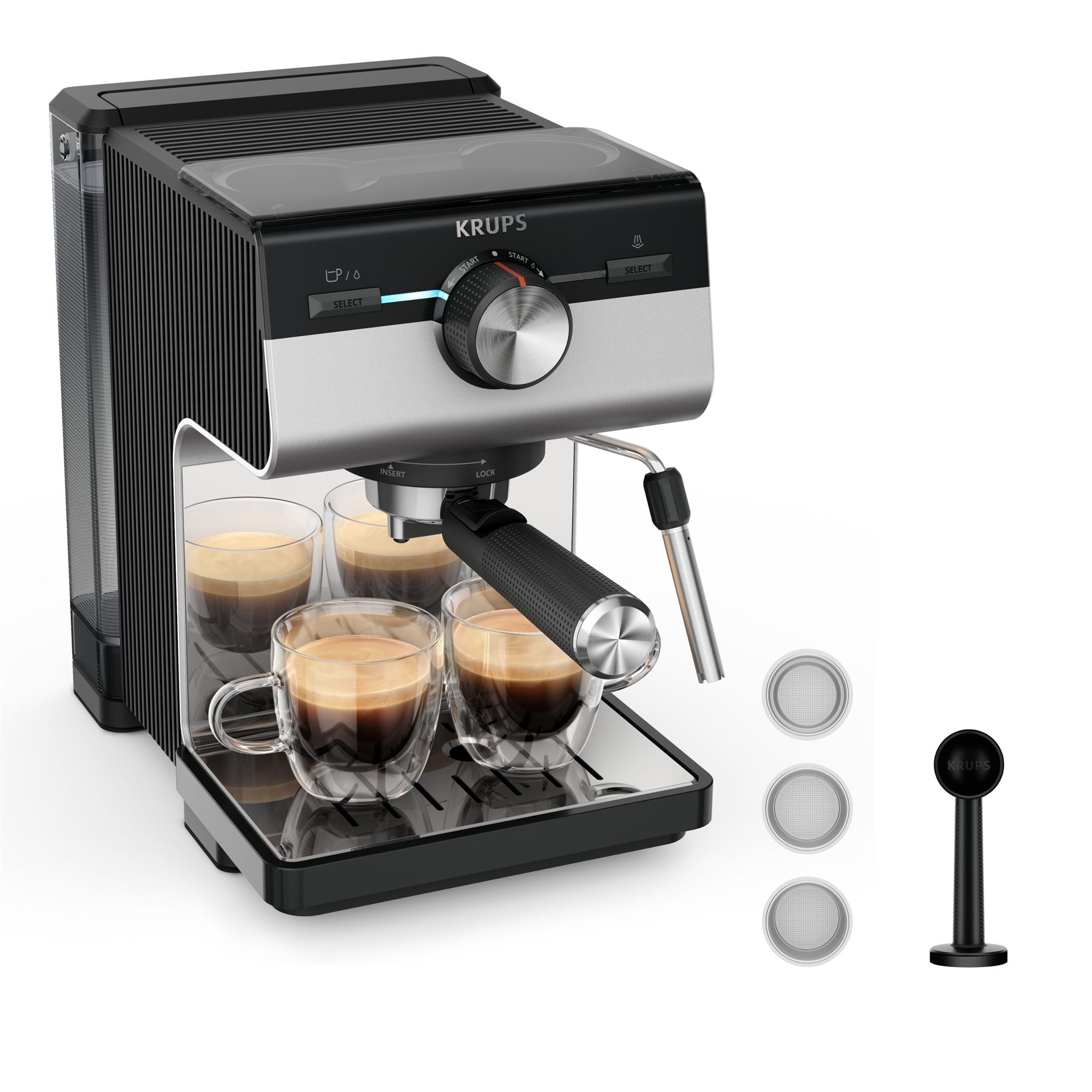 Cafetera Expreso Krups Authentic+ Xp384e10/ 1450 W/ 15 Bares/ Plateada