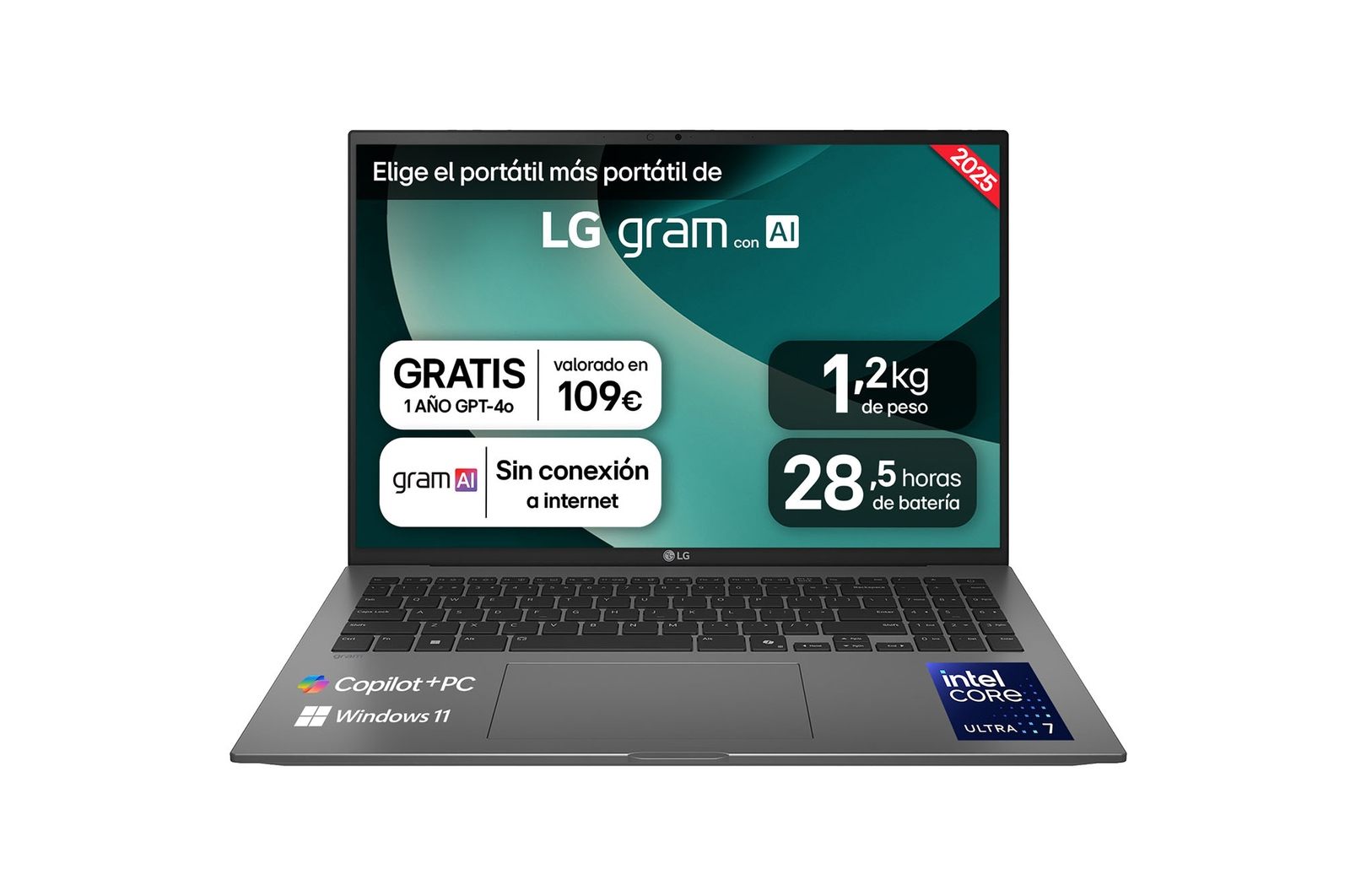 Portátil Lg Gram 16Z90tl-G.Au88b Intel Core Ultra 7-258V/ 32 GB/ 1 TB SSD/ 16"/ Win11