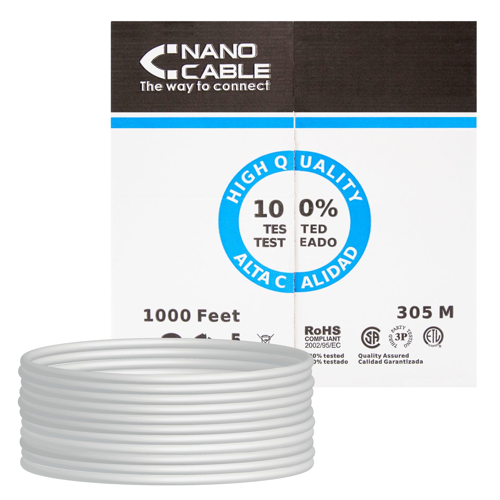 Bobina De Cable Rj45 Utp Nanocable 10.20.0304-Flex Cat.5E/ 305M/ Gris