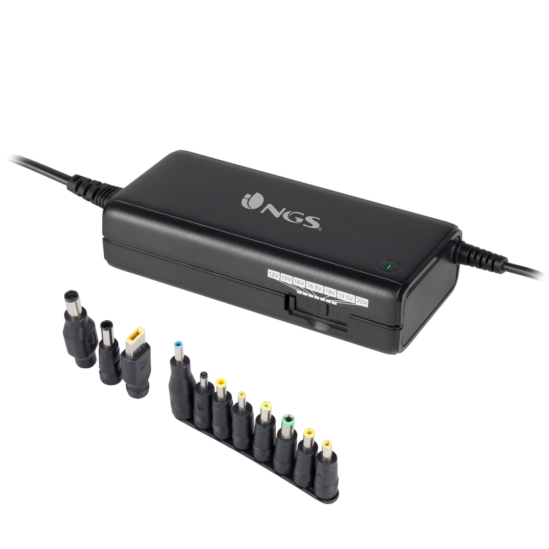 Cargador De Portátil Ngs Ban/ 90 W/ Manual/ 11 Conectores/ Voltaje 12-20V