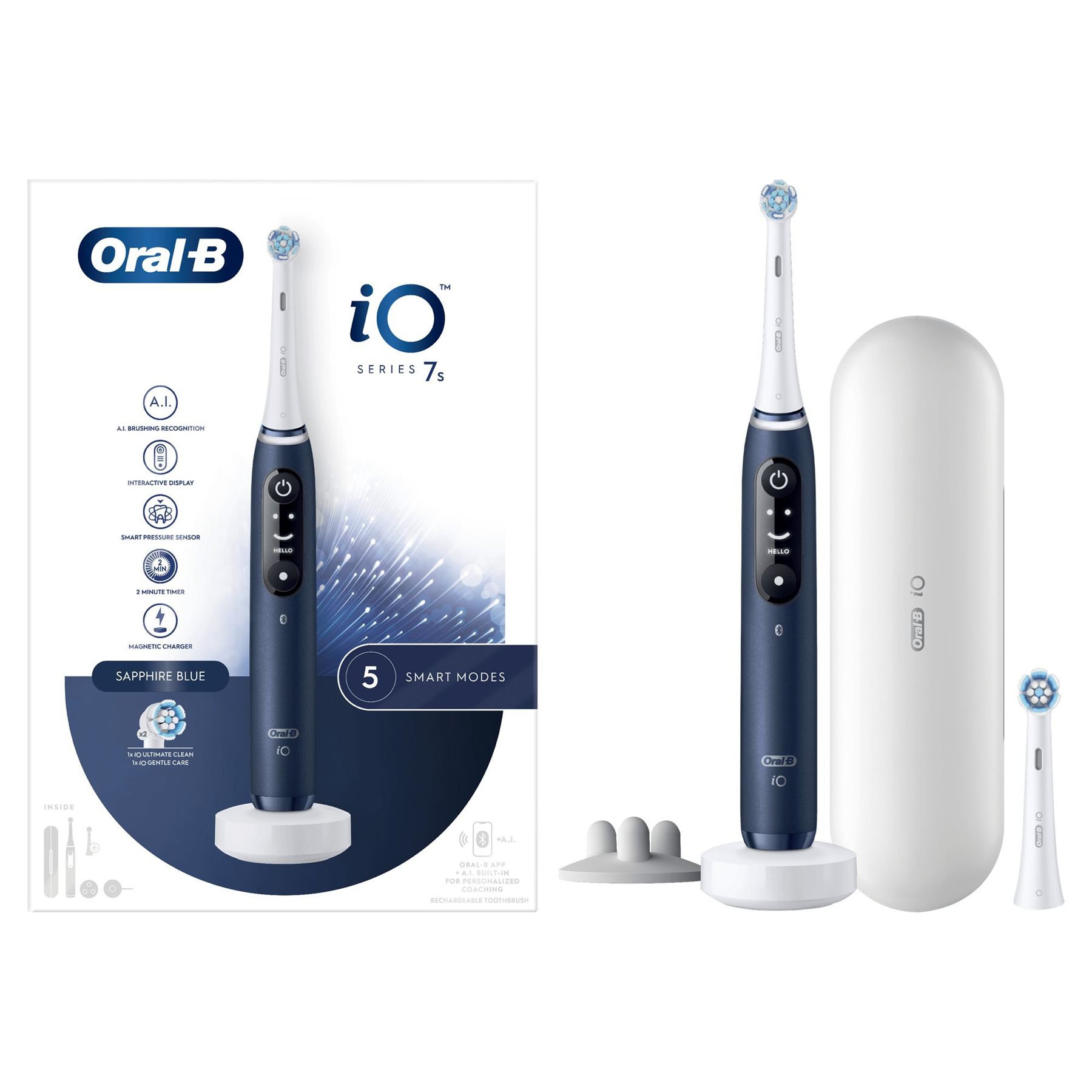 Cepillo Dental Oral-B Io Serie 7S/ Incluye 2 Recambios/ Azul