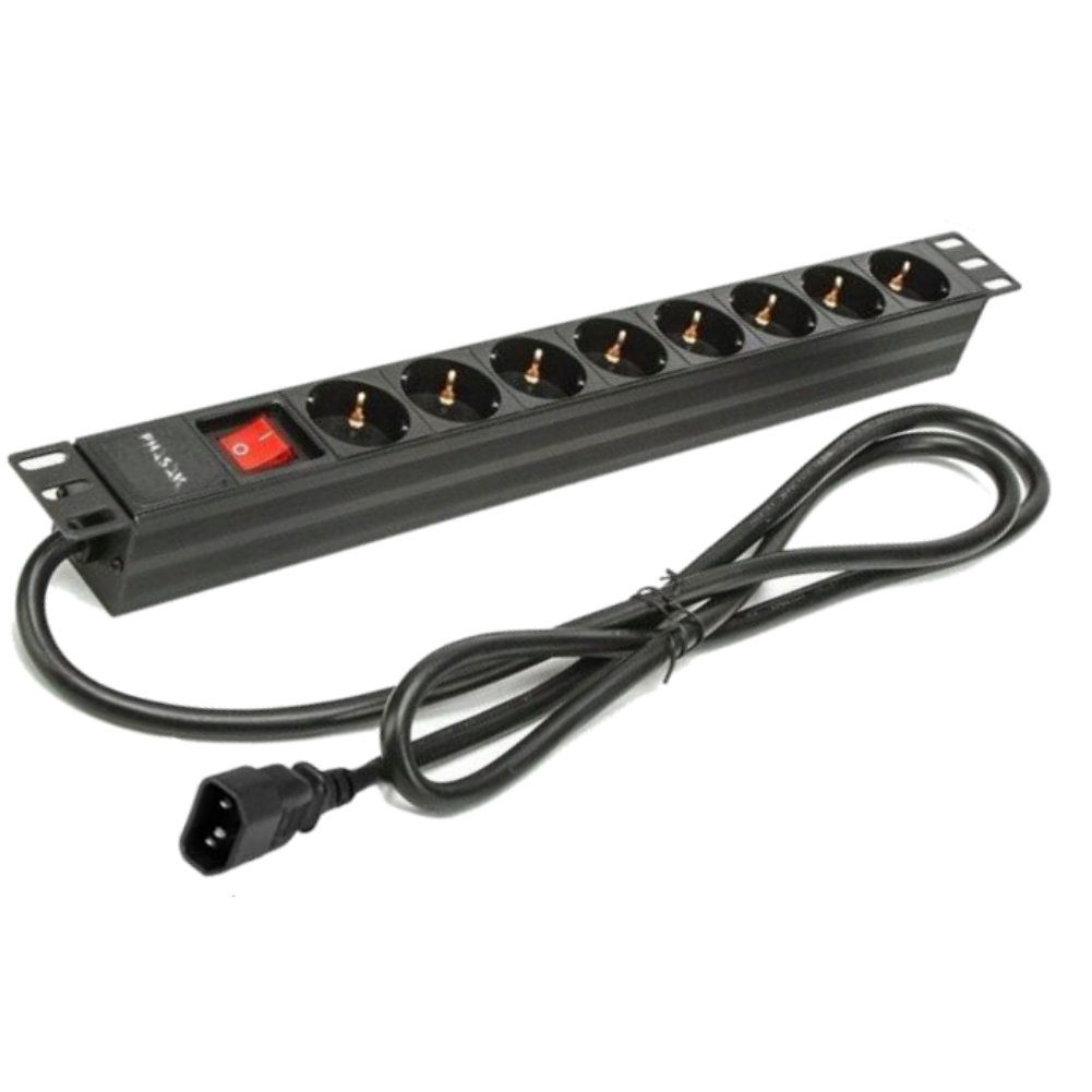 Regleta Con Interruptor Phasak Bns 3535/ 8 Tomas De Corriente/ Cable 2M/ Negro