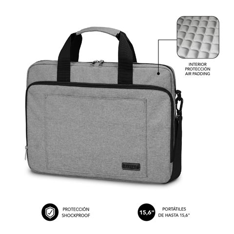 Maletín Subblim Air Padding Laptop Bag Para Portátiles Hasta 15.6"/ Cinta Para Trolley/ Gris