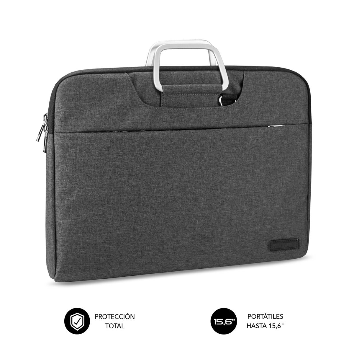 Maletín Subblim Business Laptop Sleeve Para Portátiles Hasta 15.6"/ Cinta Para Trolley/ Gris