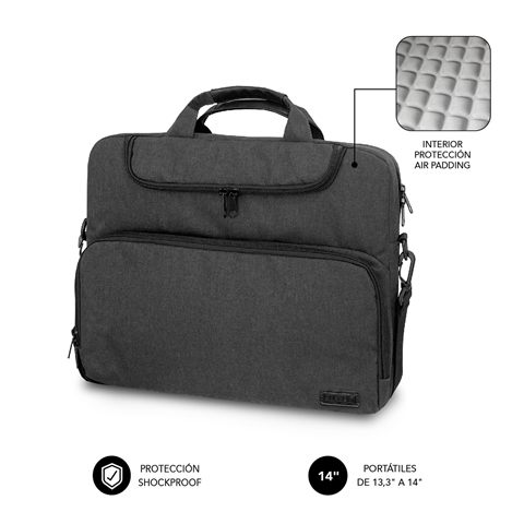 Maletín Subblim Air Padding Para Portátiles Hasta 14"/ Gris Oscuro