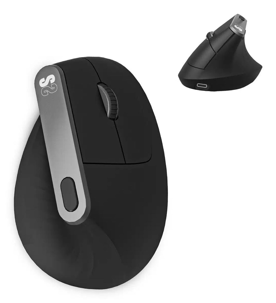 Ratón Ergonómico Inalámbrico Subblim Nature Vertical Ergo Dual Battery/ Batería Recargable/ Hasta 4000 Dpi/ Negro