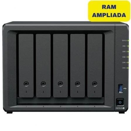 Nas Synology Diskstation Ds1525+/ 5 Bahías 3.5"- 2.5"/ 16 GB DDR4/ Formato Torre