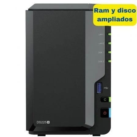 Nas Synology Diskstation Ds225+/ 2 Bahías 3.5"- 2.5"/ 6 GB DDR4/ 8 TB/ Formato Torre