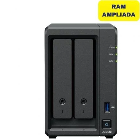 Nas Synology Diskstation Ds725+/ 2 Bahías 3.5"- 2.5"/ 32 GB DDR4/ Formato Torre