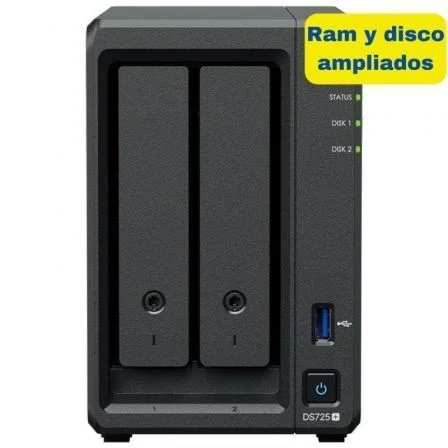 Nas Synology Diskstation Ds725+/ 2 Bahías 3.5"- 2.5"/ 8 GB DDR4/ 8 TB/ Formato Torre