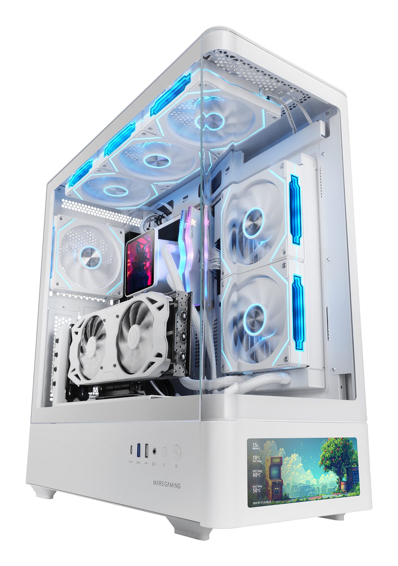 Caja Gaming Semitorre Mars Gaming Mc-Lcdpro/ Blanca