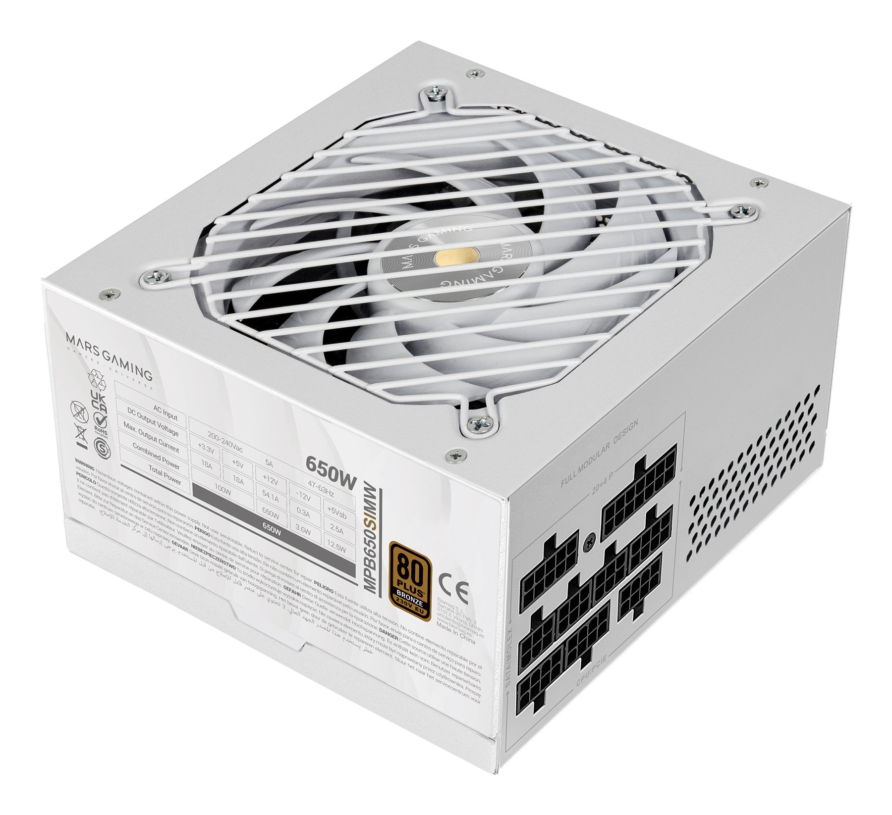 Fuente De Alimentación Mars Gaming Mpb650sim/ 650 W/ Ventilador 12 Cm/ 80 Plus Bronze/ Blanca