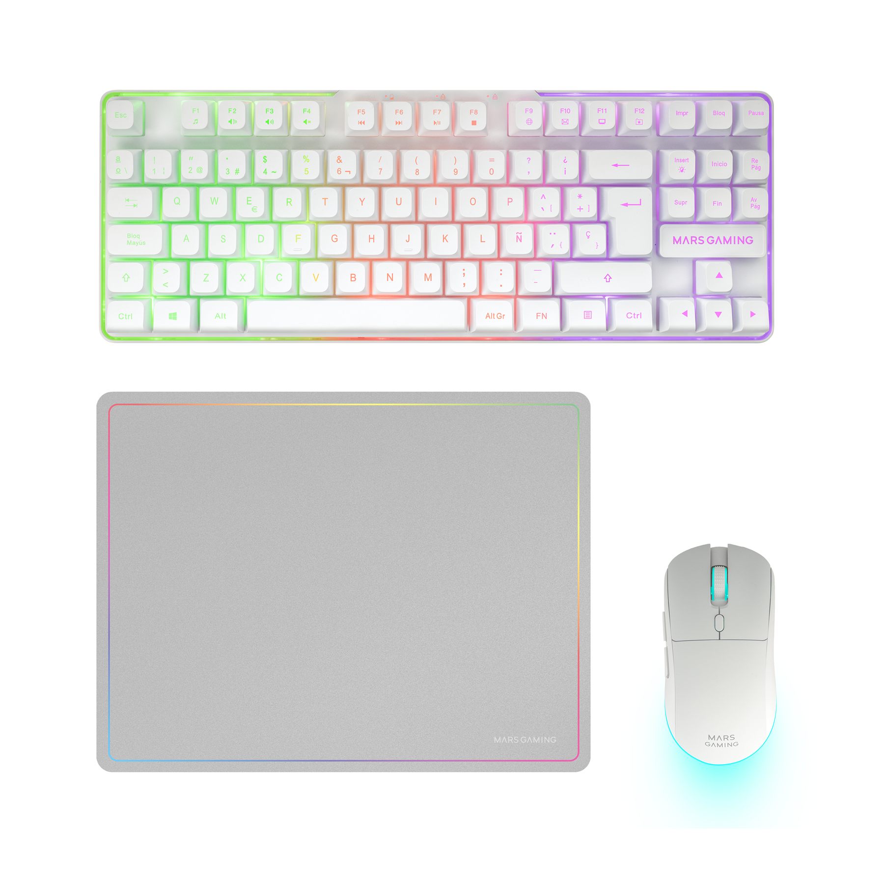 Pack Gaming Mars Gaming Mcpwtkl/ Teclado Inalámbrico + Ratón Inalámbrico + Alfombrilla