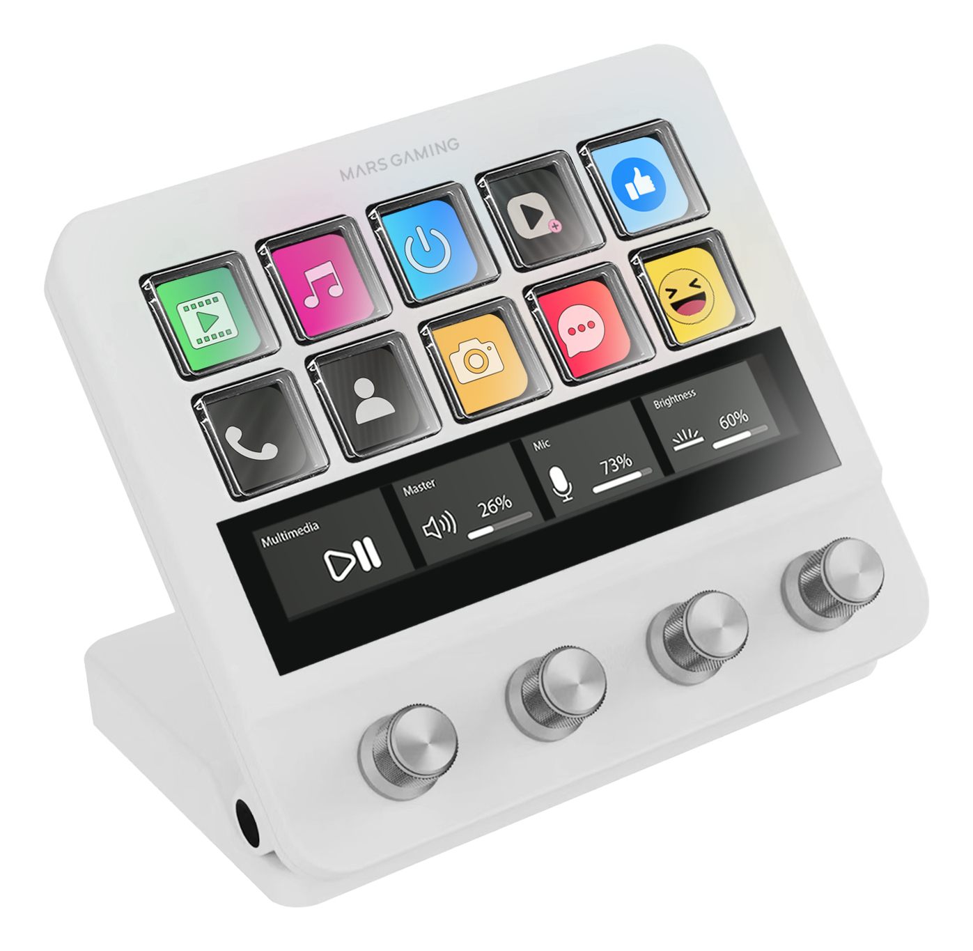 Stream Deck Mars Gaming Msd-Pro/ 10 Teclas Lcd + 4 Diales Personalizables/ Blanco