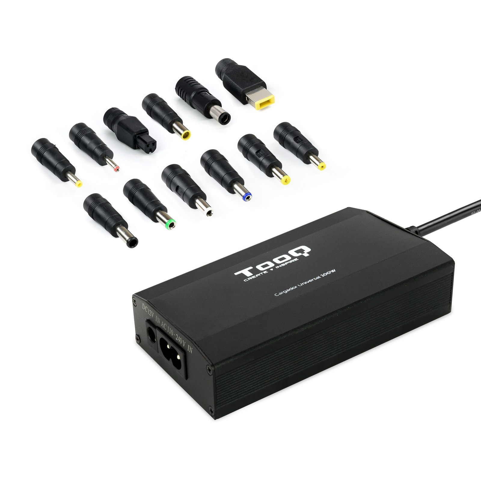 Cargador De Portátil Tooq Tqlc-100Bs01m/ 1Xusb/ 100 W/ Manual/ 12 Conectores/ Voltaje 12-24V