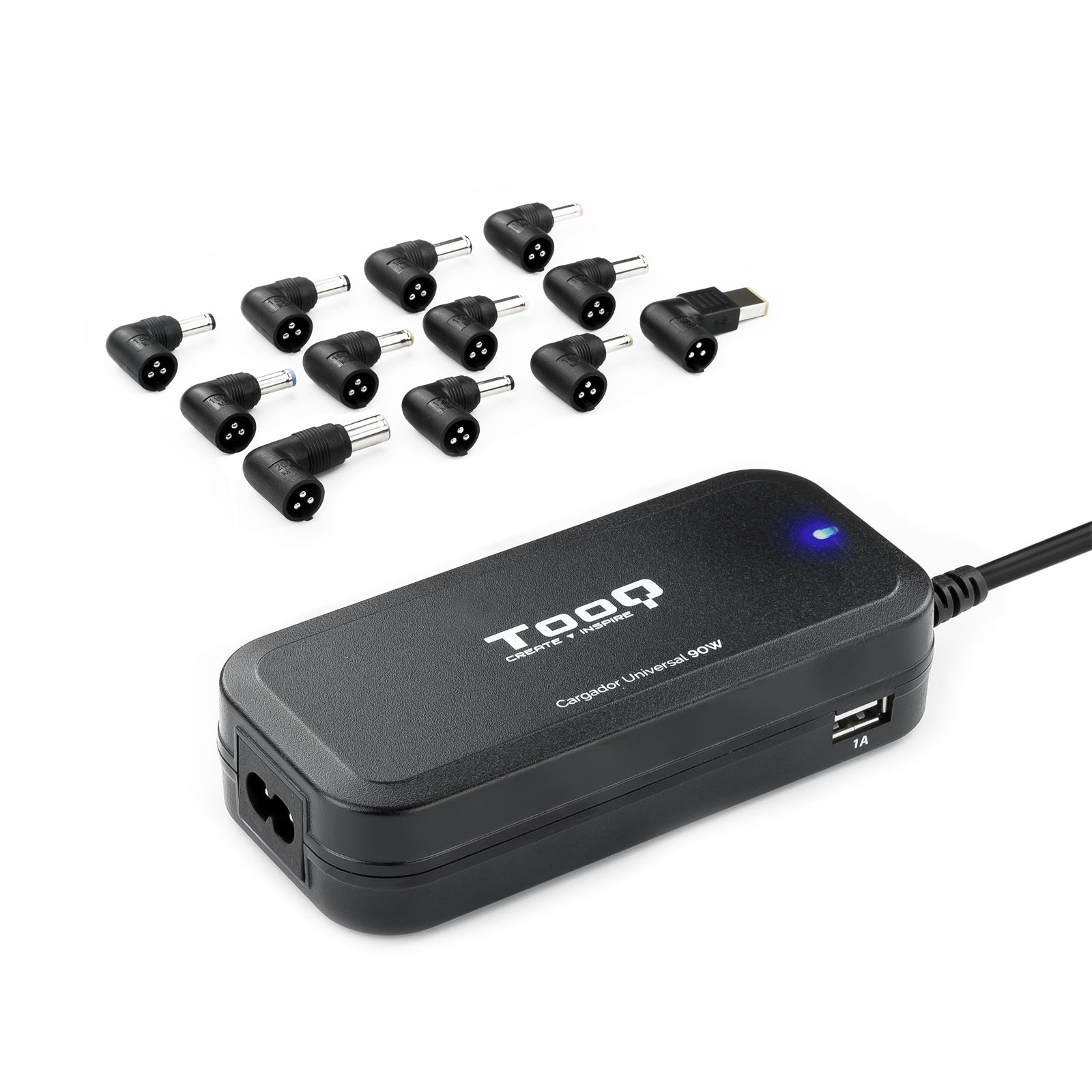 Cargador De Portátil Tooq Tqlc-90Bs02at/ 90 W/ 2Xusb/ Automático/ 12 Conectores/ Voltaje 12-20V