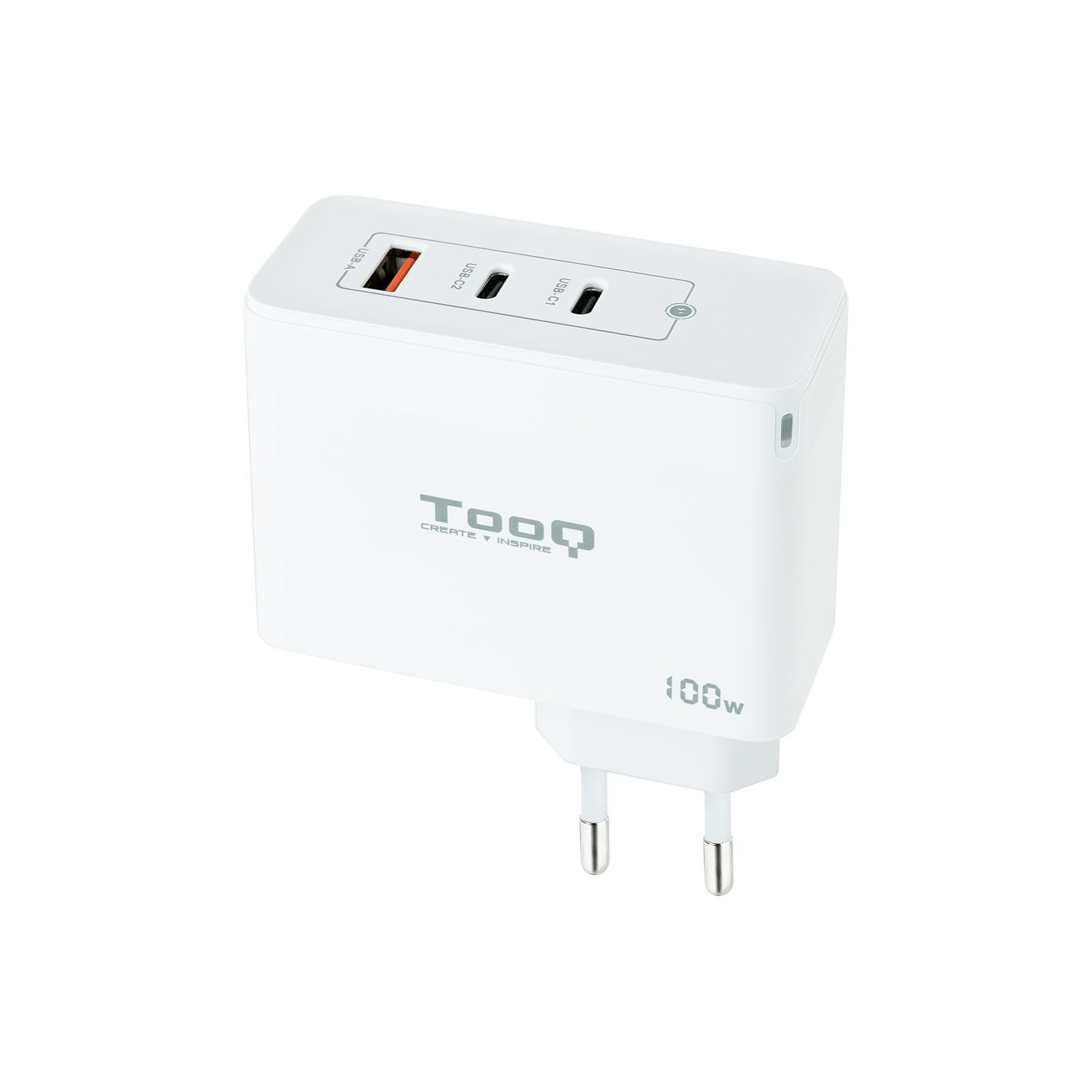 Cargador De Pared Gan Tooq Tqwc-Ganqc2pd100 w/ 2Xusb Tipo-C/ 1Xusb/ 100 W
