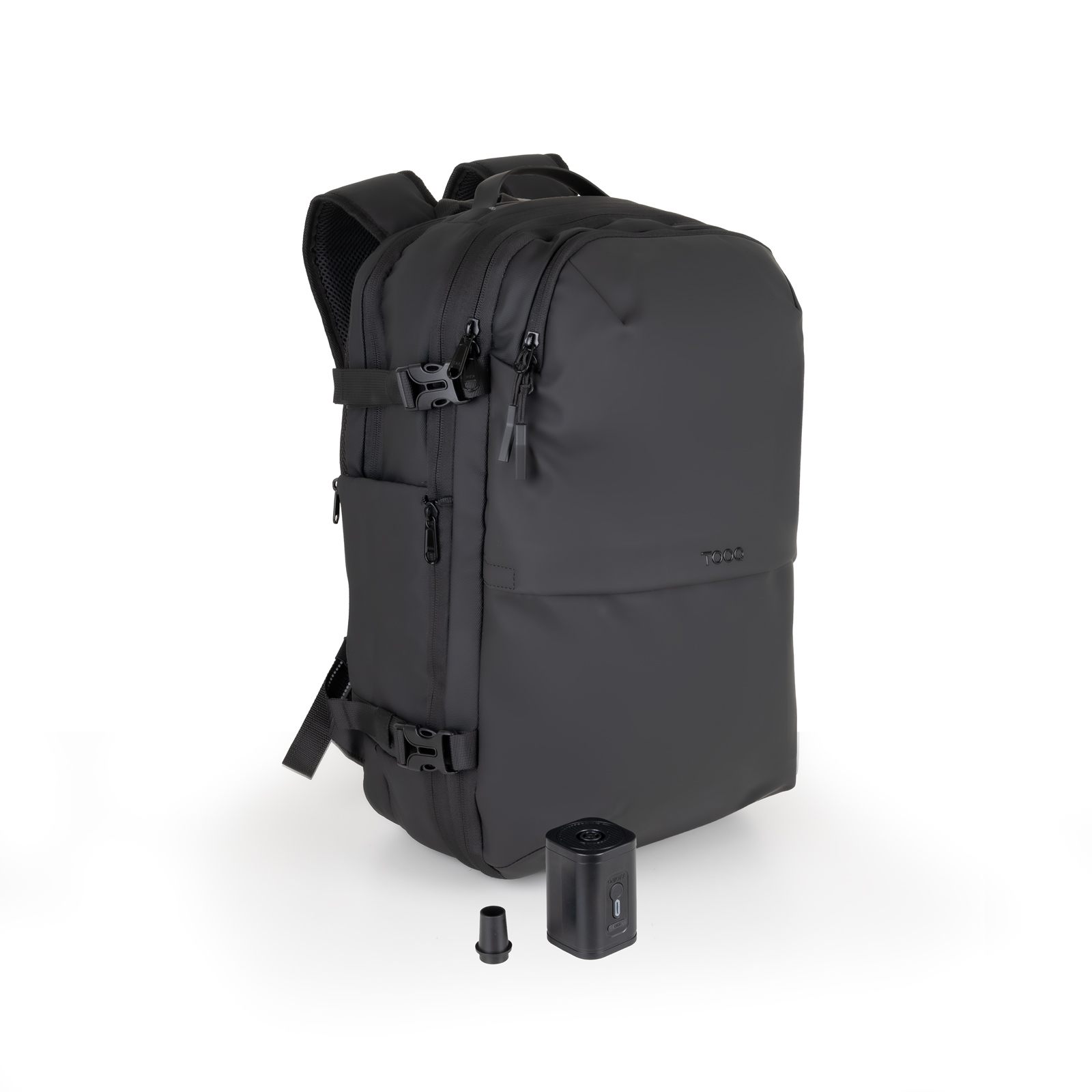 Mochila Tooq Tqbp-V101-Bk/ Capacidad 30-55L/ Negra/ Incluye Bomba De Aire