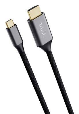 Cable Conversor HDMI 4K Trust Calyx/ USB Tipo-C Macho - HDMI Macho/ 2M/ Gris