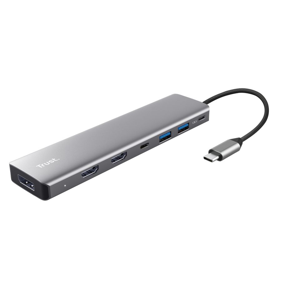 Docking USB Tipo-C Trust Dalyx/ 2Xusb/ 2Xhdmi 4K/ 1Xdisplayport/ 1Xusb Tipo-C Pd/ Gris