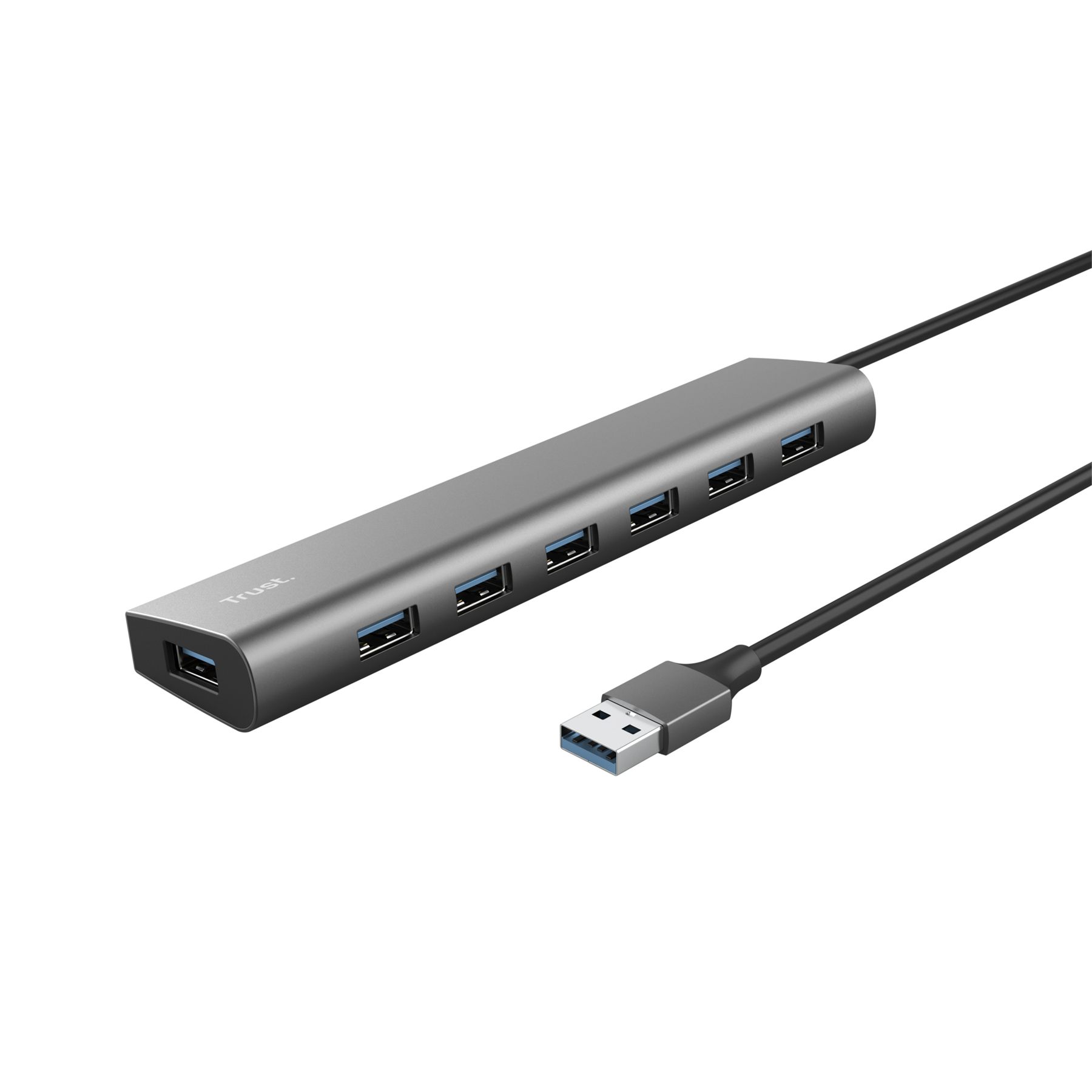 Hub USB 3.2 Gen1 Trust Halyx/ 7Xusb/ 1Xusb-C/ Gris