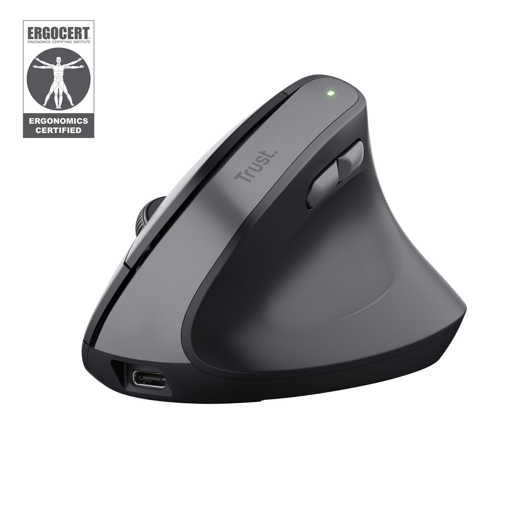 Ratón Vertical Inalámbrico Trust Bayo Ii/ Batería Recargable/ Hasta 2400 Dpi