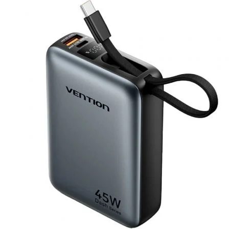 Powerbank 20000Mah Vention Fhgh0/ 45W/ Gris/ Incluye Cable Usb Tipo-C