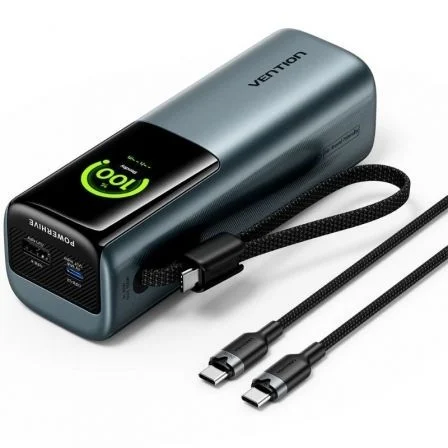 Powerbank 20000Mah Vention Fkfh0/ 165W/ Gris/ Incluye Cable Usb Tipo-C