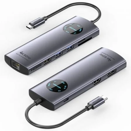 Docking Usb Tipo-C Vention Tquhb/ 1Xhdmi 4K/ 1Xdisplayport/ 3Xusb/ 1Xrj45/ 1Xusb Tipo-C Pd/ 1Xlector Tarjetas/ Gris
