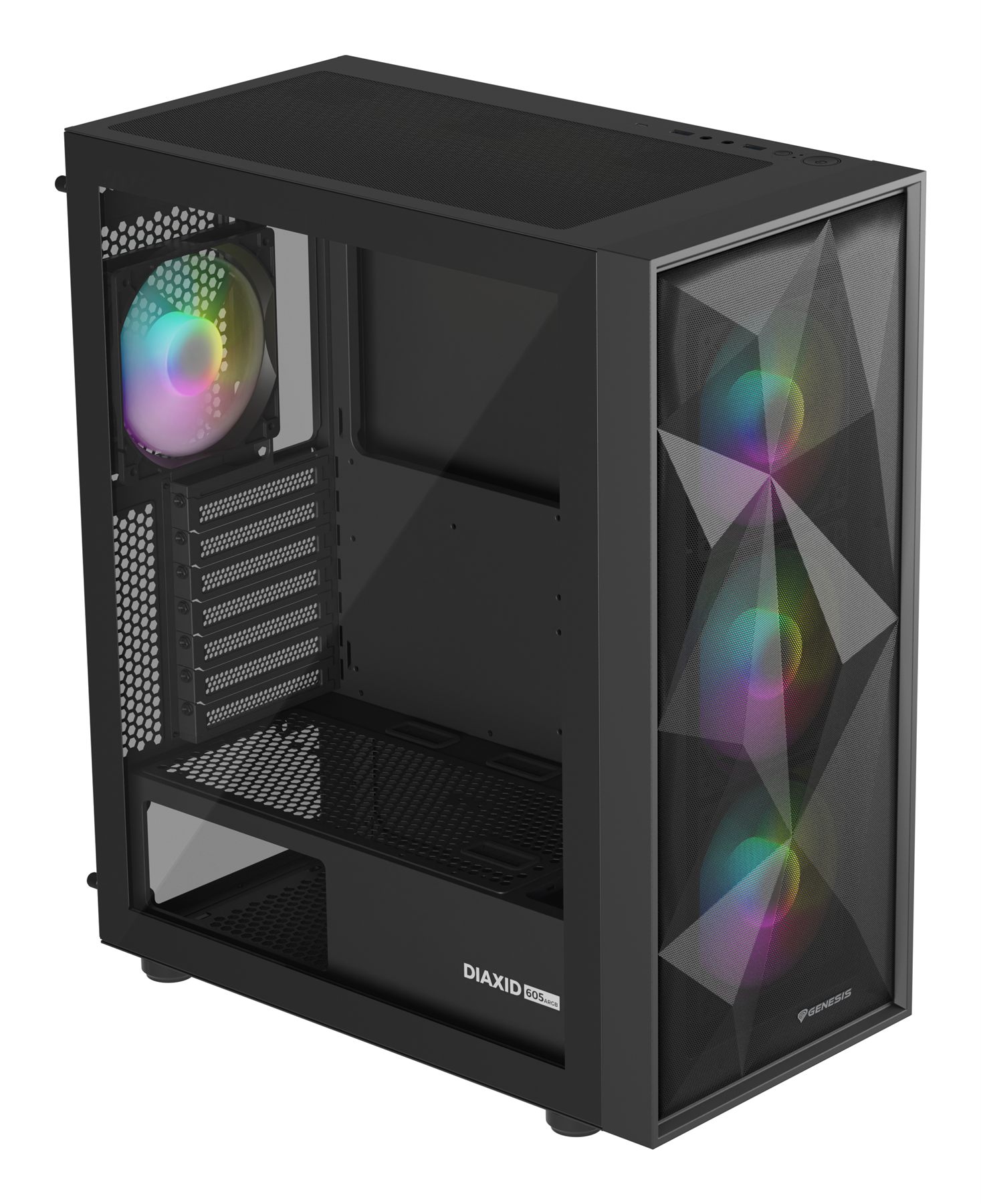 Genesis NPC-2172 Midi Tower, 4X 120 Mm Argb, 1200 Rpm, 7 Ranuras De Expansión, 2.5"/3.5", 420 X 217 X 466 Mm, 7.1 Kg, Negro