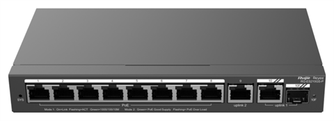Ruijie Networks RG-ES210GS-P Switch Smart Poe Gestionable A Través De Nube Con 10 Puertos Gigabit