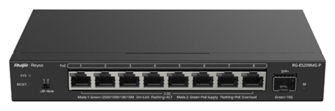 Ruijie Networks RG-ES209MG-P Switch Poe Gestionado En La Nube De 8 Puertos 2,5 G, 1 Enlace Ascendente De 10 G