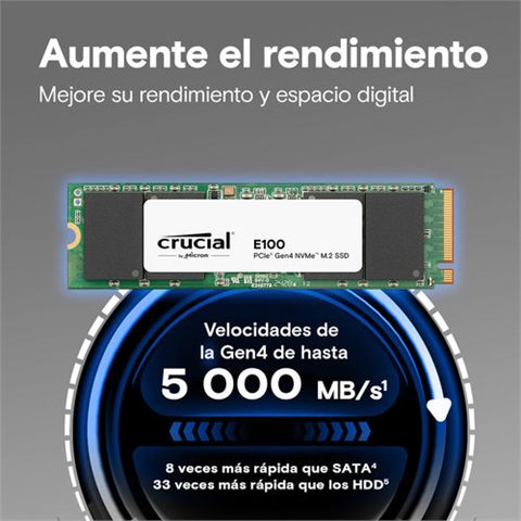 Crucial CT2000E100SSD8 2Tb, Nvme (Pcie Gen 4 X4), M.2 (2280), 100Tb Tbw, 4500/5000 Mb/S