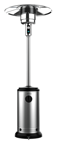 Cecotec 05833 Calefactor De Exterior A Gas Ready Warm Serie 8800 Outdoor Microclimate. 14000 W, Gas Butano O Propano, Forma De Seta, Termostato, Acero, Ruedas, Cobertura 15 M2
