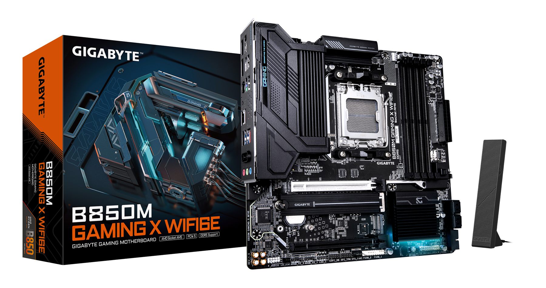 Gigabyte 9MB85MG6-00-G10 B850m Gaming X Wifi6e Placa Base - Procesadores AMD Ryzen Serie 9000, Vrm Digital 10+2+2 Fases, Hasta 8200 MHz DDR5 (Oc), 1Xpcie 5.0 + 1Xpcie 4.0 M.2, Lan 2.5, Wifi 6E, USB 3.2 Gen 2.