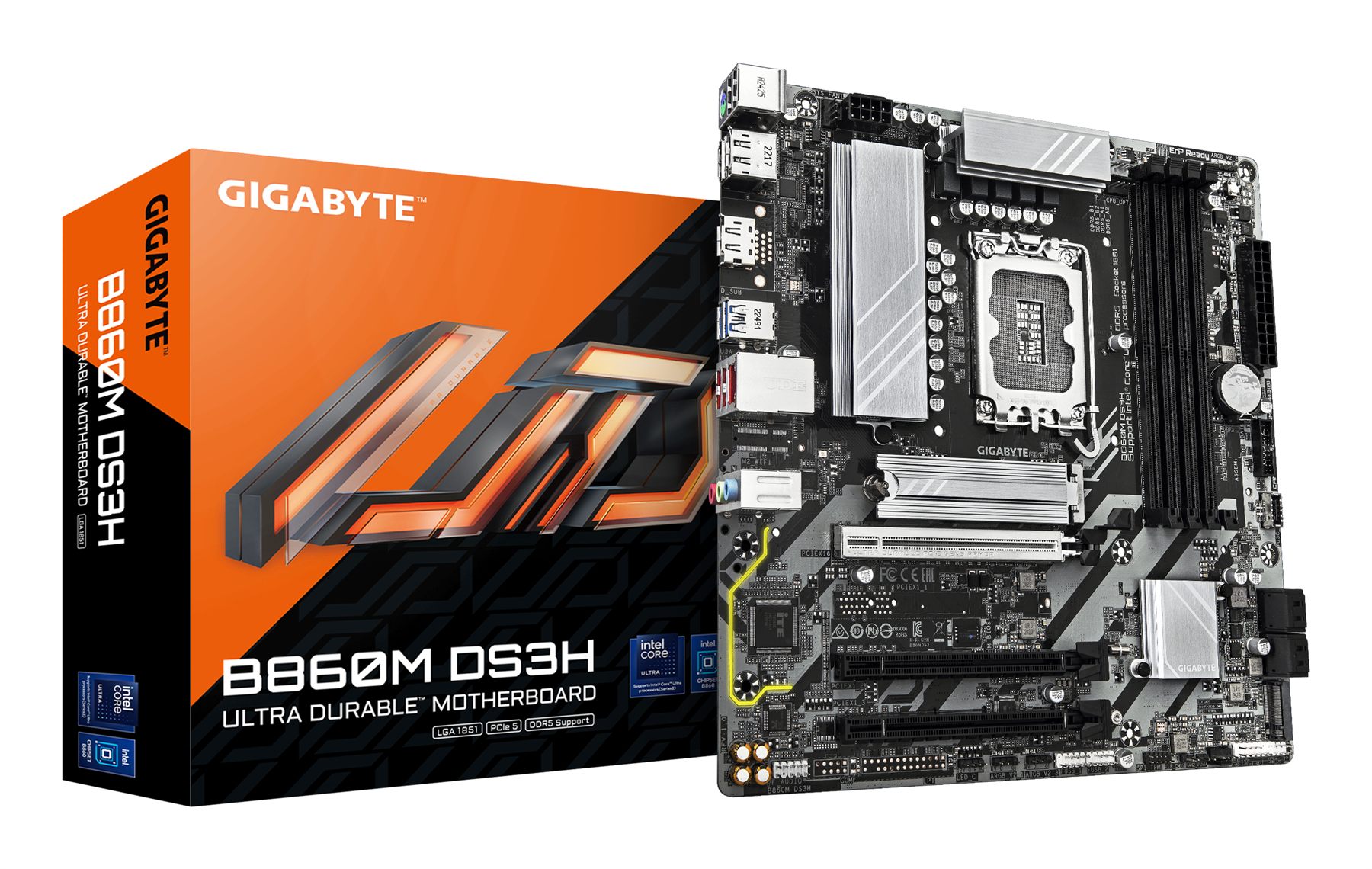 Gigabyte 9MB86MDS3-00-G10 B860m Ds3h Placa Base - Cpus Intel Core Ultra, Vrm De 5+1+2+1 Fases, Hasta 9066 MHz DDR5, 1Xpcie 5.0 + 1Xpcie 4.0 M.2, Lan 2,5 Gbe, USB 3.2 Gen 2