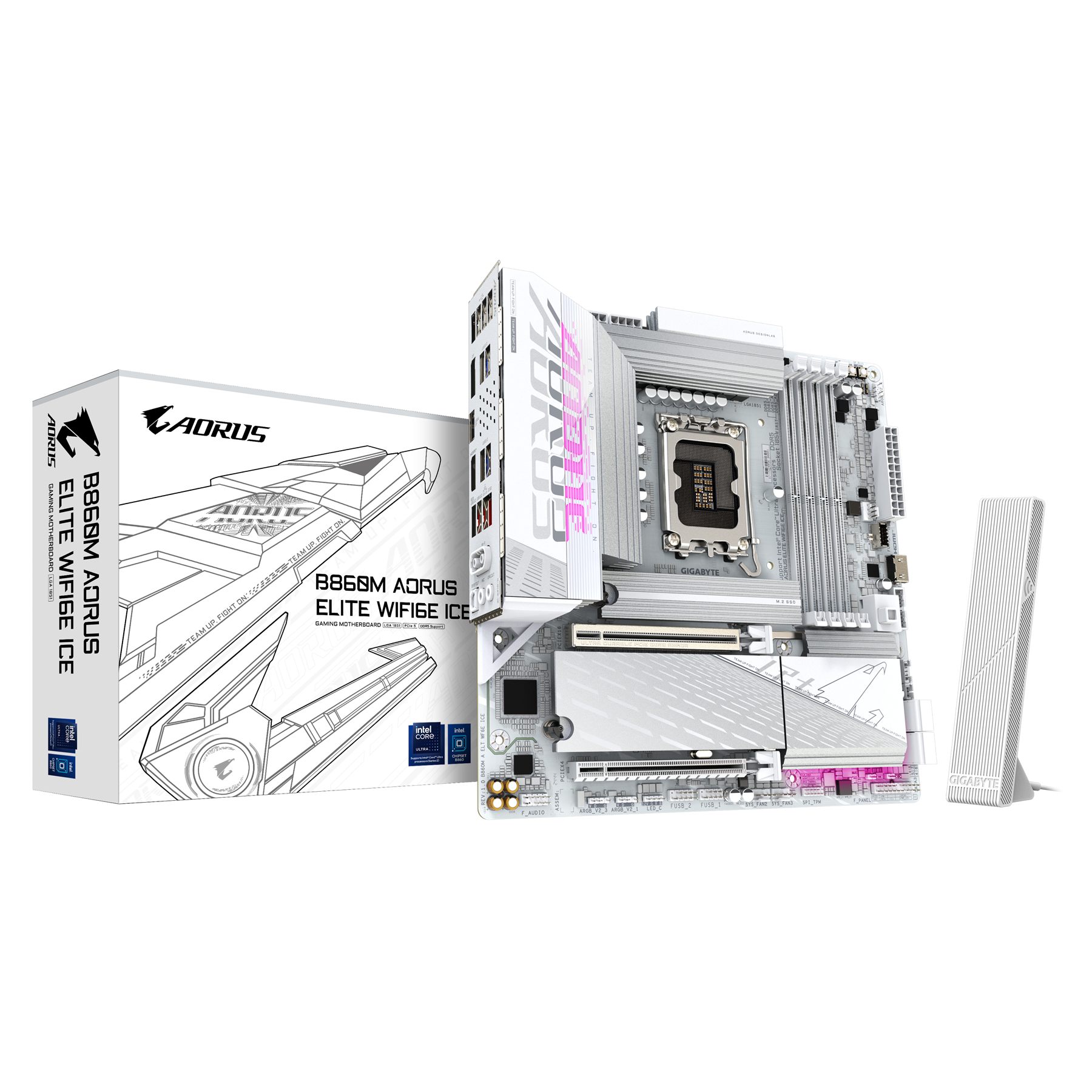 Gigabyte 9MB86MLI6-00-G10 B860m Aorus Elite Wf6e Ice Placa Base - Cpus Intel Core Ultra, Vrm De 12+1+2+1 Fases, Hasta 9200 MHz DDR5, 1Xpcie 5.0 + 2Xpcie 4.0 M.2, Lan 2,5 Gbe, Wifi 6E, USB 4