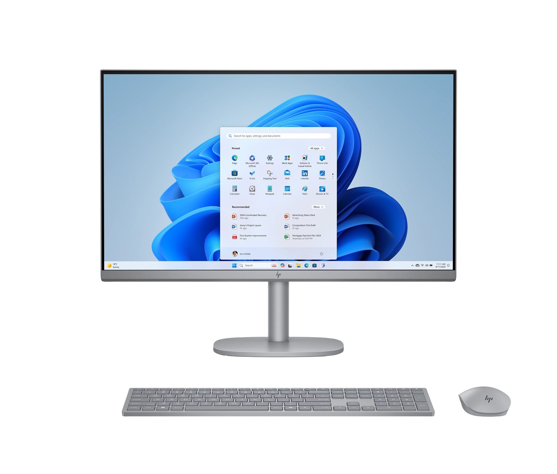 HP CH4K0EA Omnistudio X All-In-One 27-Cs0015ns PC, Windows 11 Home, 27", Intel Core Ultra 5, 16 GB RAM, 512 GB SSD, Fhd, Plata Meteoro