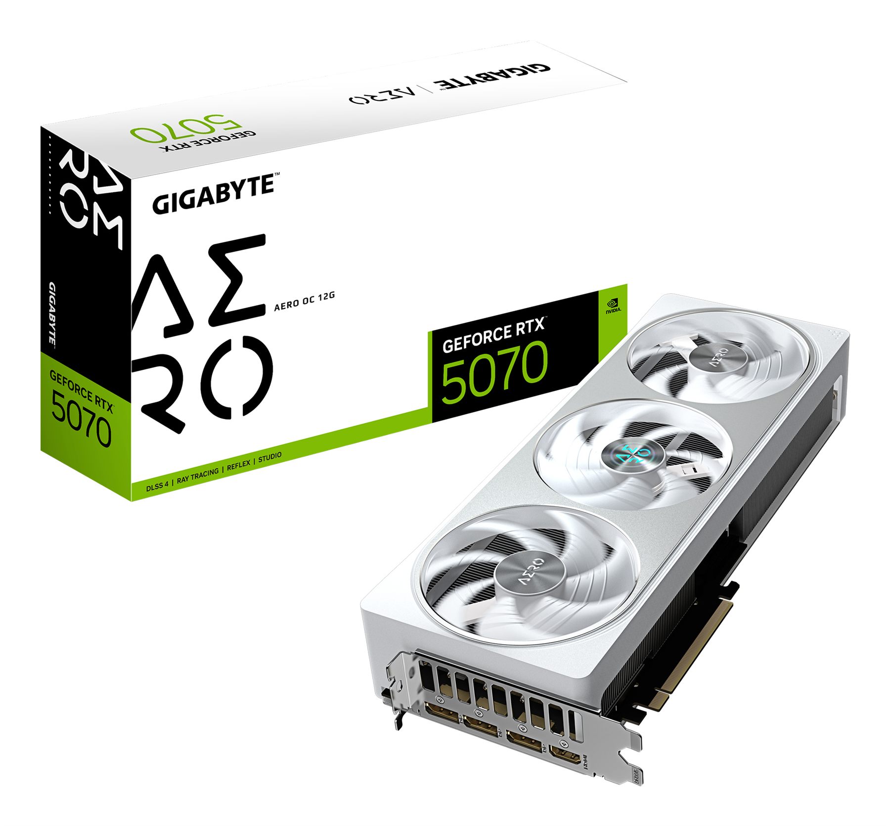 Gigabyte GV-N5070AERO OC-12GD GeForce RTX 5070 Aero Oc 12G Tarjeta Gráfica - 12 GB GDDR7, 192 Bits, Pci-E 5.0, 2625 MHz Core Clock, 3 X Dp 2.1A, 1 X HDMI 2.1B, Nvidia Dlss 4, Gv-N5070aero Oc-12Gd