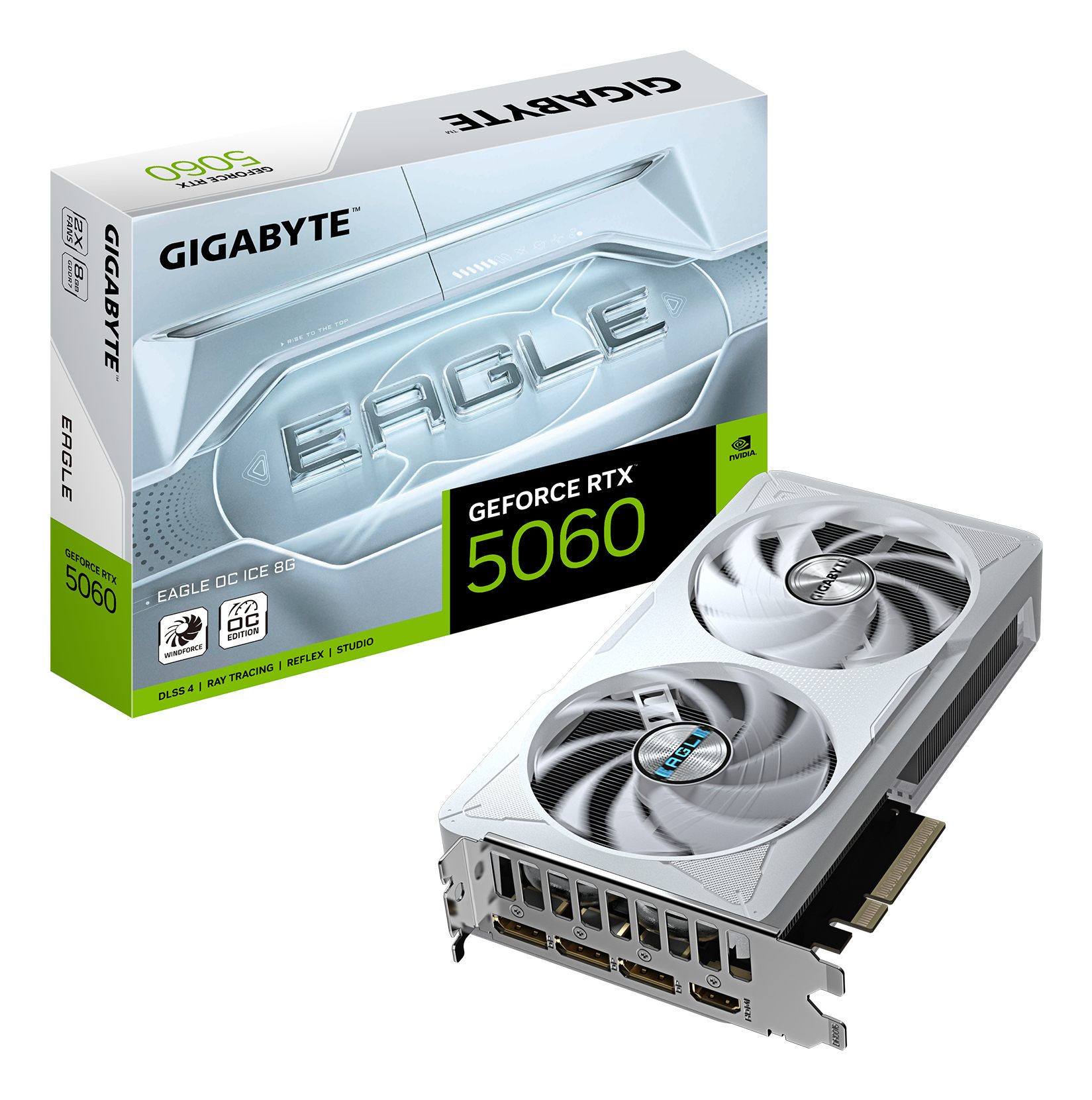 Gigabyte GV-N5060EAGLEOC ICE-8GD GeForce RTX 5060 Eagle Oc Ice 8G Tarjeta Gráfica - 8 GB GDDR7, 128Bit, Pci-E 5.0, 2550 MHz Frecuencia Del Núcleo, 3 X DisplayPort, 1 X HDMI, Gv-N5060eagleoc Ice-8Gd
