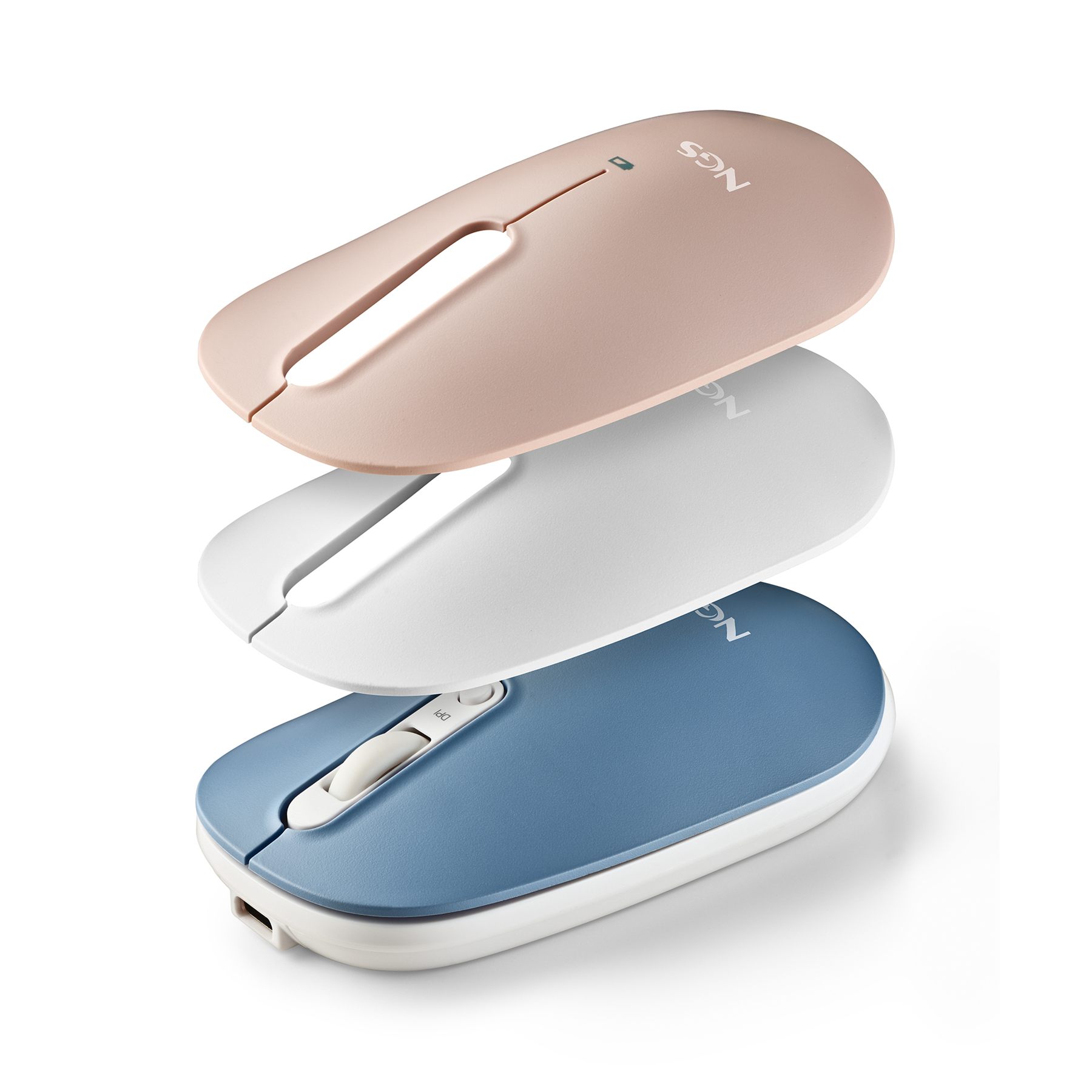 Ratón Inalámbrico Ngs Shell-Rb/ Batería Recargable/ Hasta 1600 Dpi/ Azul/ Blanco/ Rosa