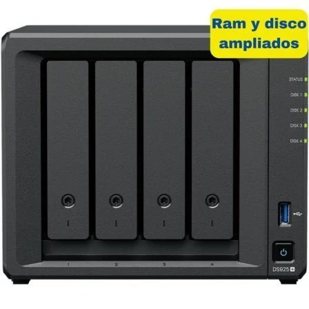 Nas Synology Diskstation Ds925+/ 4 Bahías 3.5"- 2.5"/ 8 GB DDR4/ 16 TB/ Formato Torre