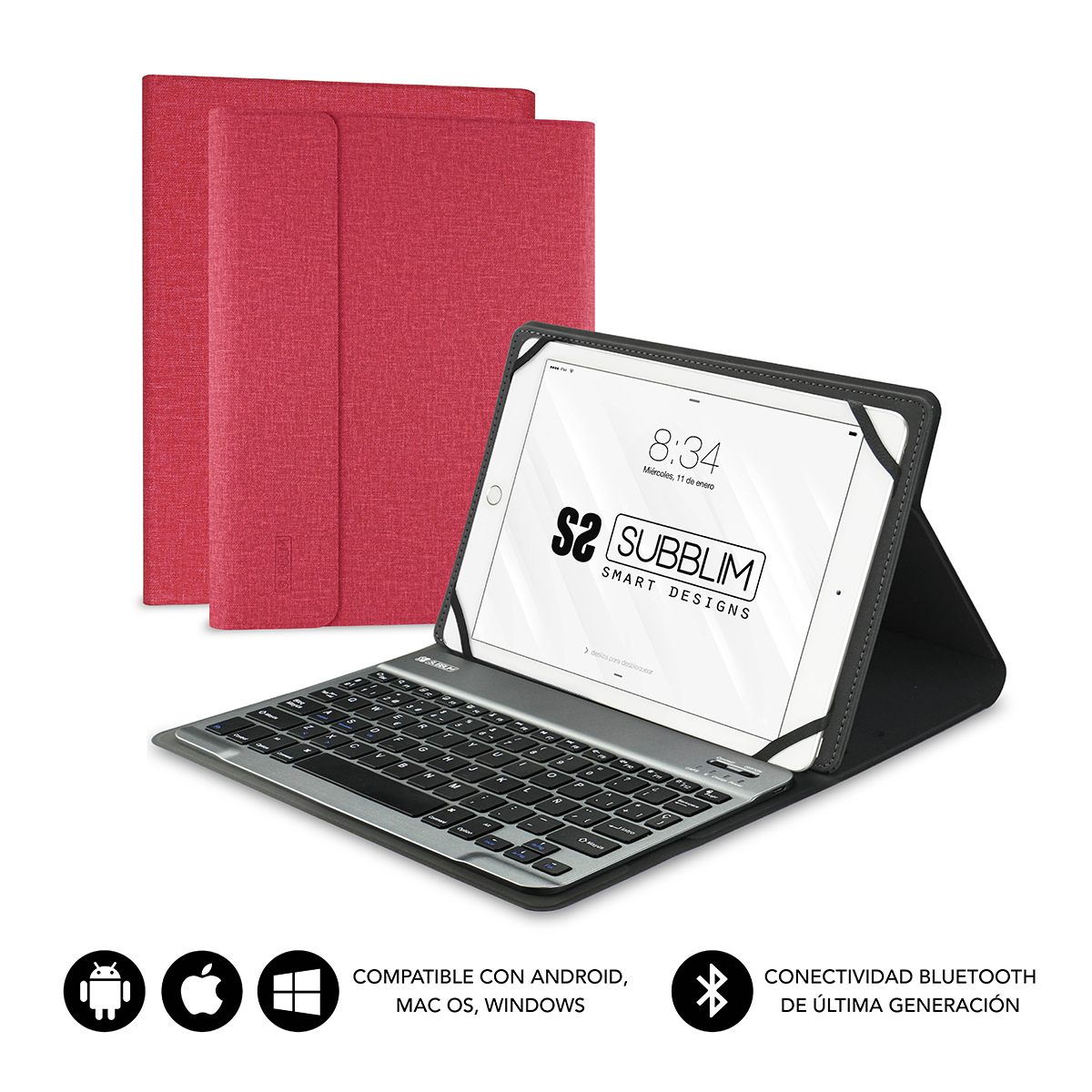 Subblim Funda Con Teclado Keytab Pro Bluetooth 10,1" Red