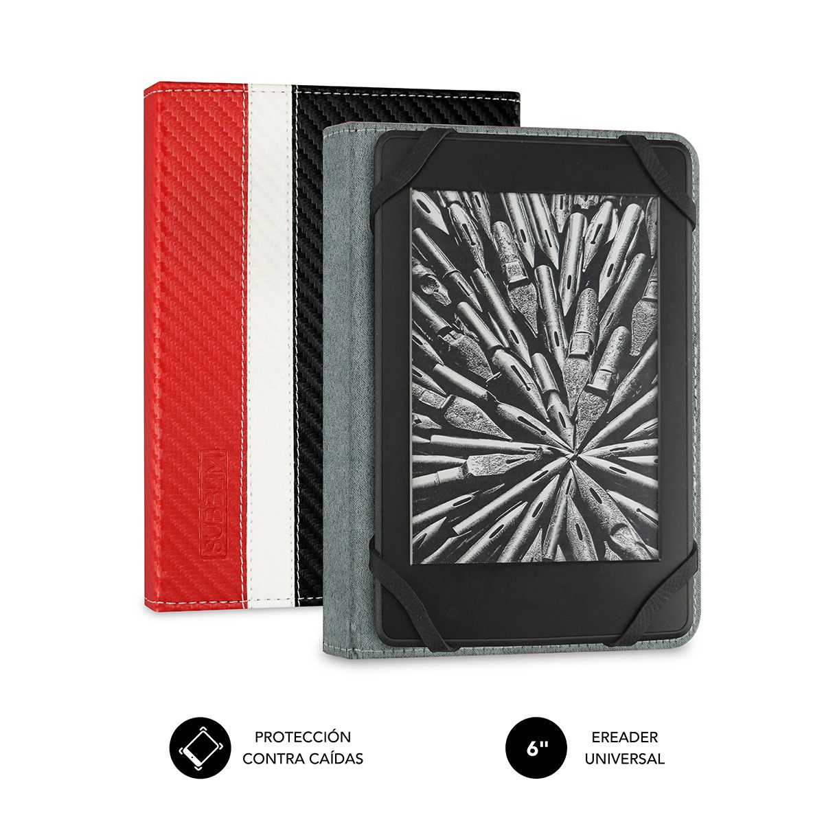 Subblim Funda Libro Electrónico Clever Ebook Case 6" Red